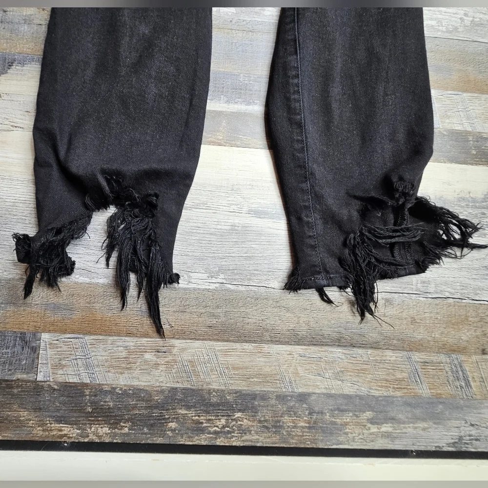 L'agence High Line Skinny Onyx Destruct Women's 29 Raw Hem Distressed Knee Black - Picture 5 of 10